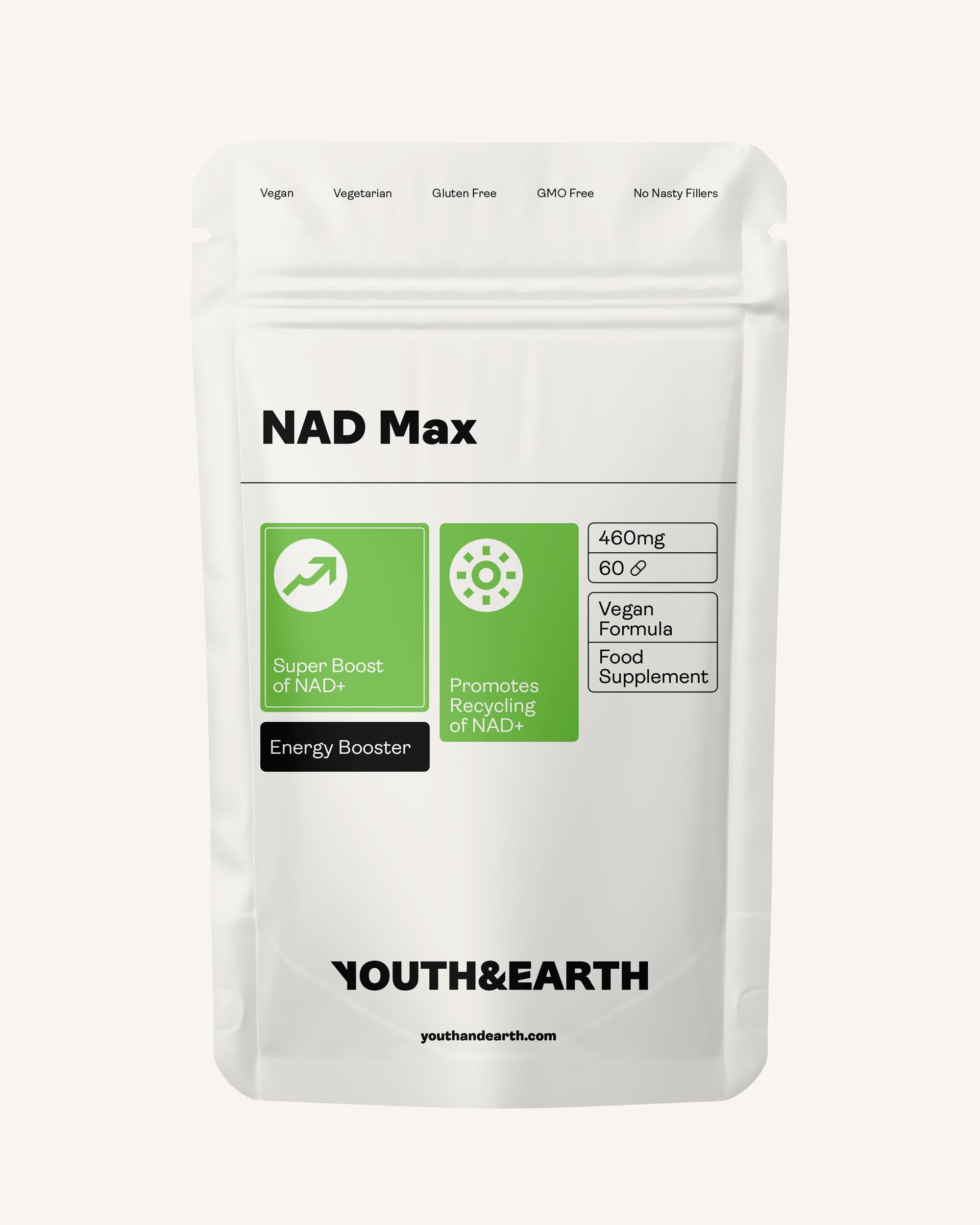 NAD Max 460mg x 60 Capsules youthandearth