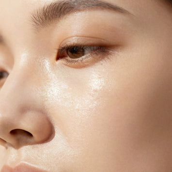 Close-up of glowing skin around the eye and cheek