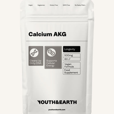 Calcium Alpha Keto-Glutarate (AKG) 500mg x 60 Capsules - Youth & Earth UK Store - Calcium Alpha Keto-Gluterate