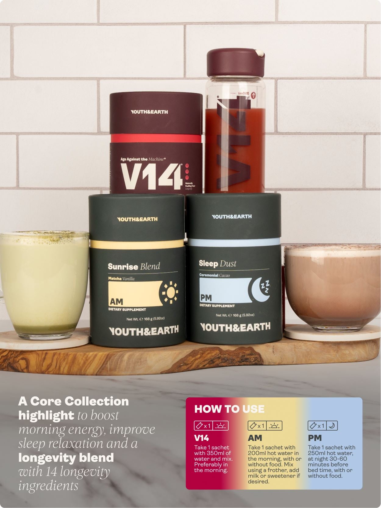 Complete System Bundle (AM: Sunrise Blend + PM: Sleep Dust + V14 Longevity Reds) - Youth & Earth UK Store - 