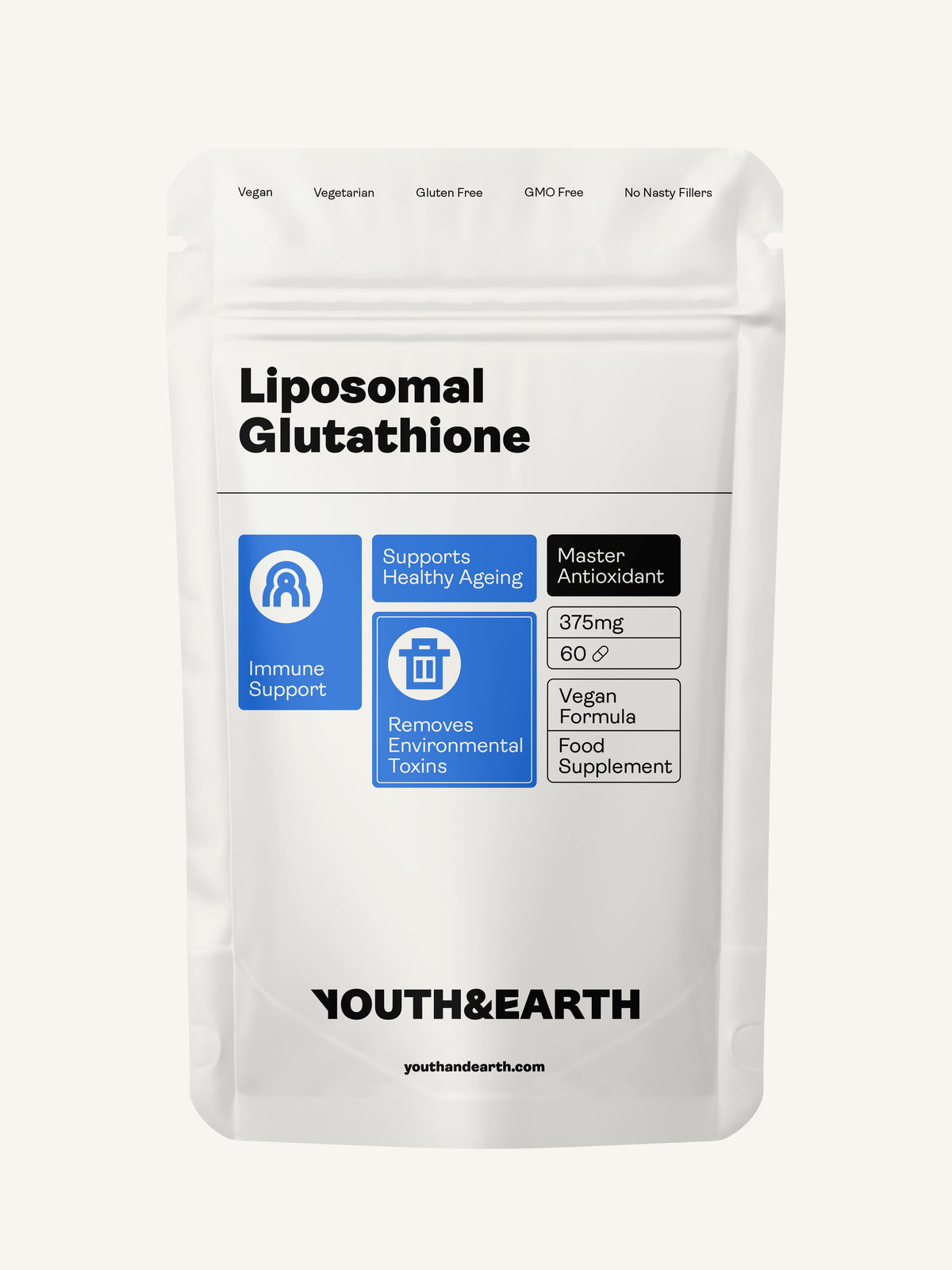 Liposomal Glutathione – 375mg, 60 Capsules - Youth &amp; Earth UK Store - Skin &amp; Hair