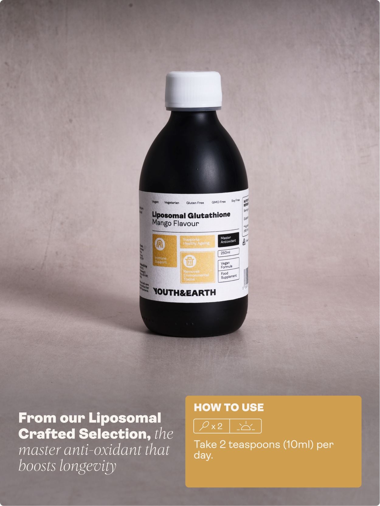 Liposomal Glutathione 400mg – Mango Flavour, 250ml - Youth & Earth UK Store - Liposomal Products