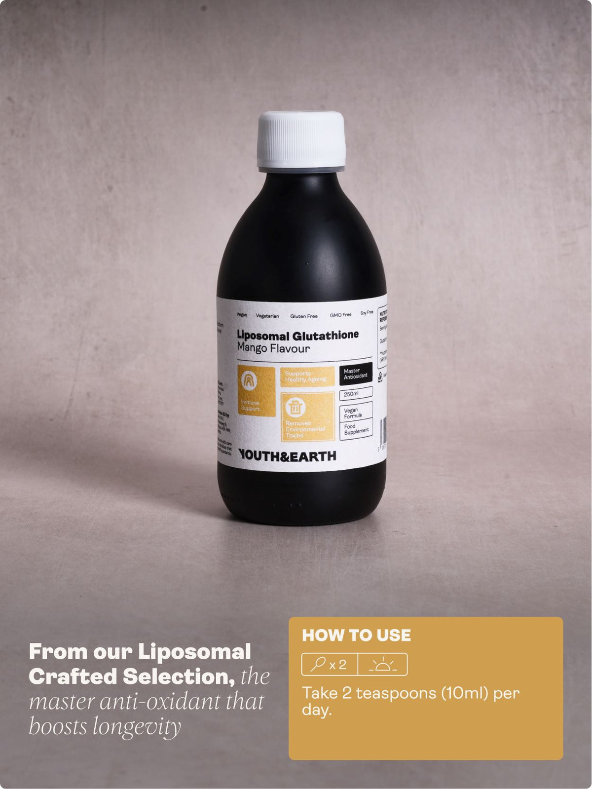 Liposomal Glutathione 400mg – Mango Flavour, 250ml - Youth &amp; Earth UK Store - Liposomal Products