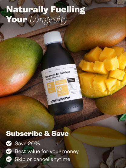 Liposomal Glutathione 400mg – Mango Flavour, 250ml - Youth & Earth UK Store - Liposomal Products
