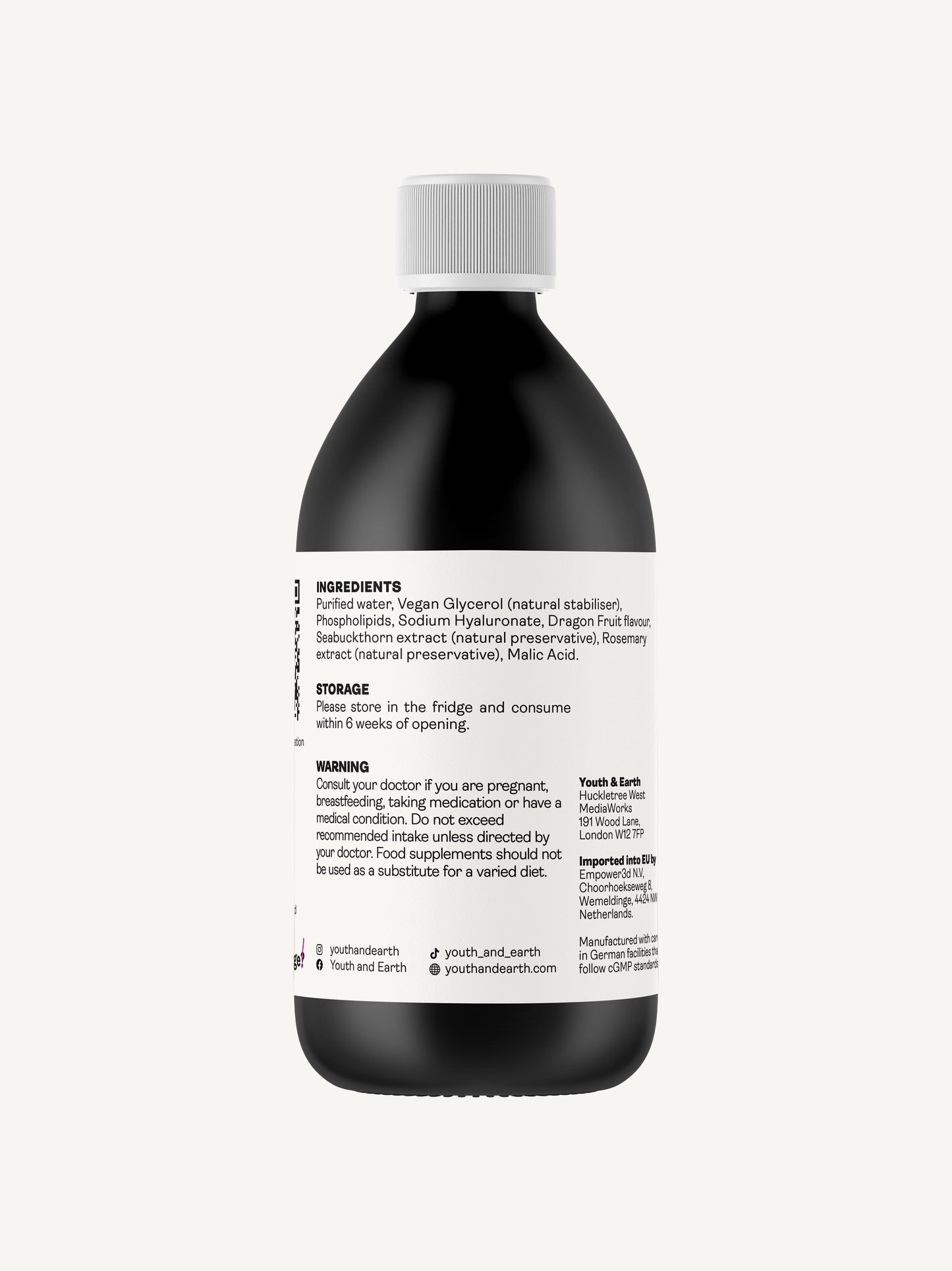 Liposomal Hyaluronic Acid 100mg – Dragon Fruit Flavour, 250ml - Youth & Earth UK Store - Liposomal Products