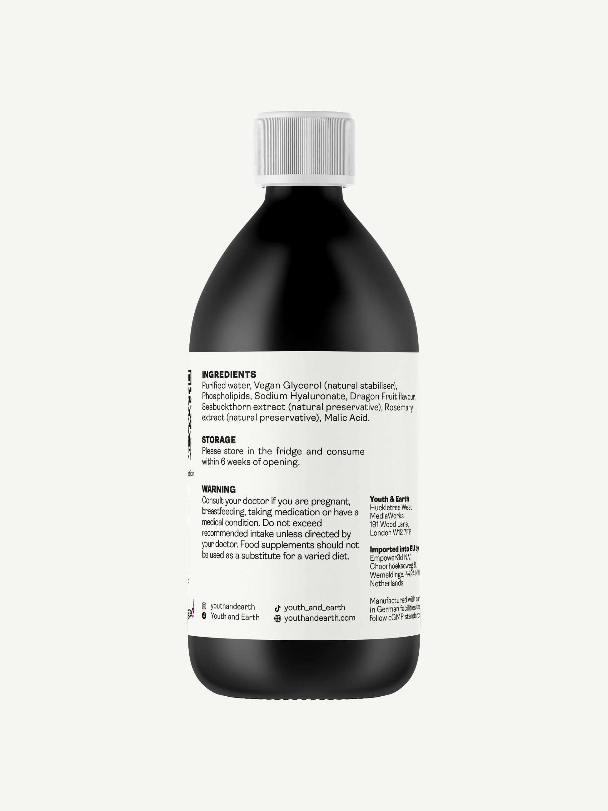 Liposomal Hyaluronic Acid 100mg – Dragon Fruit Flavour, 250ml - Youth & Earth UK Store - Liposomal Products