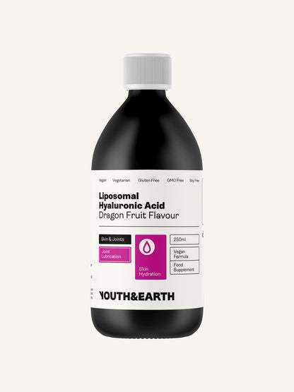 Liposomal Hyaluronic Acid 100mg – Dragon Fruit Flavour, 250ml - Youth & Earth UK Store - Liposomal Products