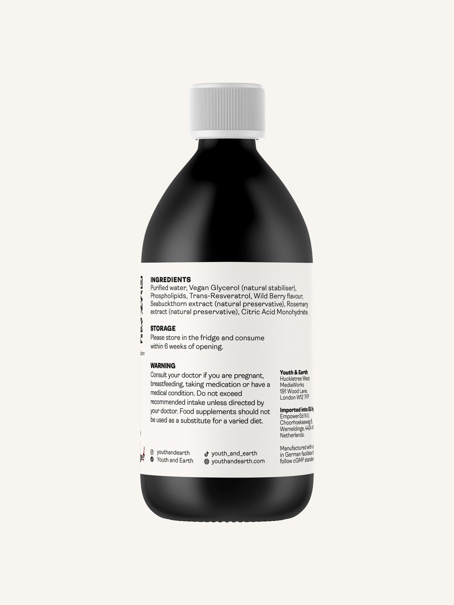 Liposomal Resveratrol 200mg (Wild Berry Flavour, 250ml) - Youth & Earth UK Store - Vitamins & Supplements