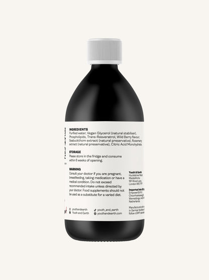 Liposomal Resveratrol 200mg (Wild Berry Flavour, 250ml) - Youth & Earth UK Store - Vitamins & Supplements