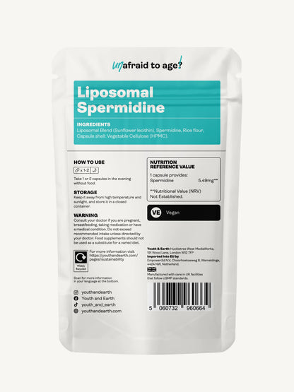 Liposomal Spermidine 5.49mg - 60 Capsules - Youth & Earth UK Store - 
