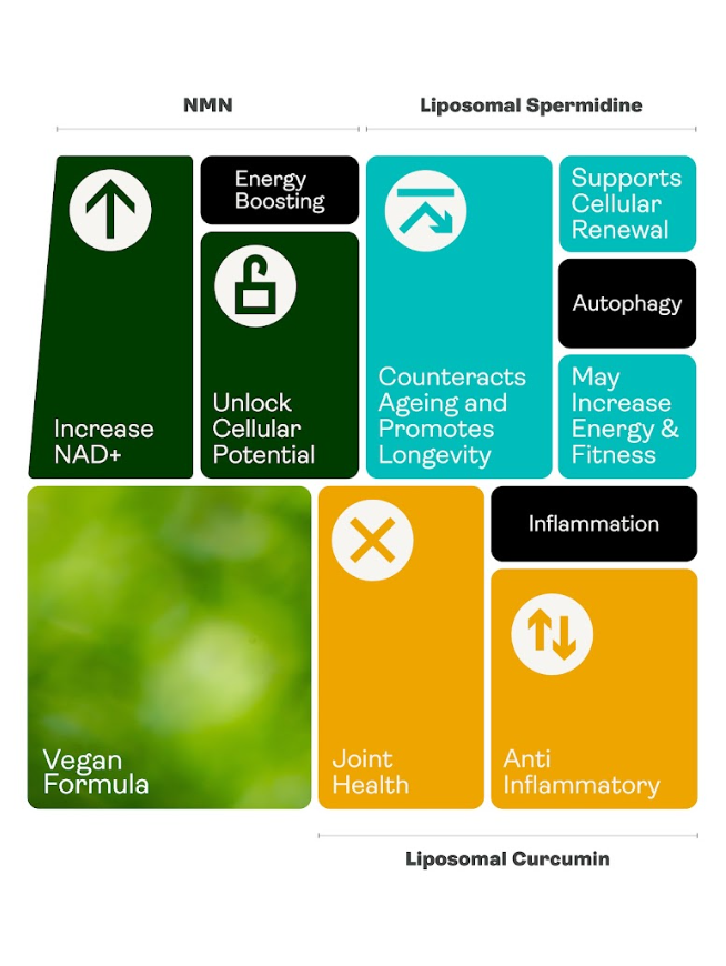 Longevity Essentials Trio (NMN & Liposomal Spermidine & Liposomal Curcumin) - Youth & Earth UK Store - 