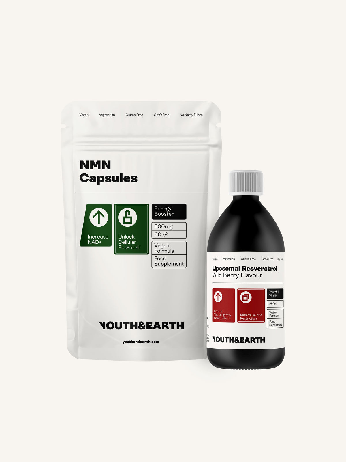 Longevity Support Bundle (NMN &amp; Preservage / NMN &amp; Liposomal Resveratrol) - Youth &amp; Earth UK Store - 