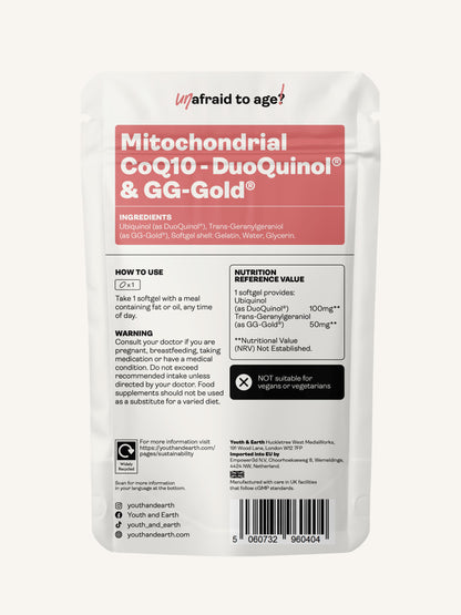 MITOCHONDRIAL CoQ10 (DuoQuinol® & GG-Gold®) Supplement - Youth & Earth UK Store - 