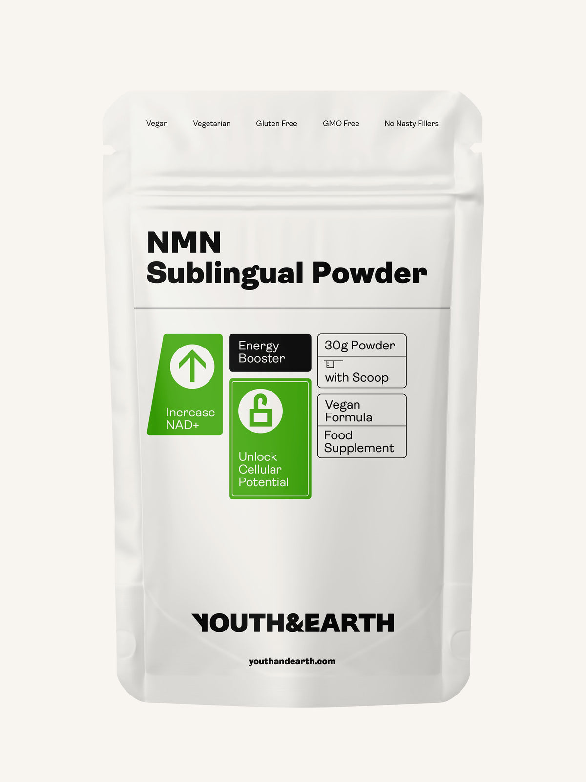 NMN Nicotinamide Mononucleotide Sublingual Powder - Youth &amp; Earth UK Store - 