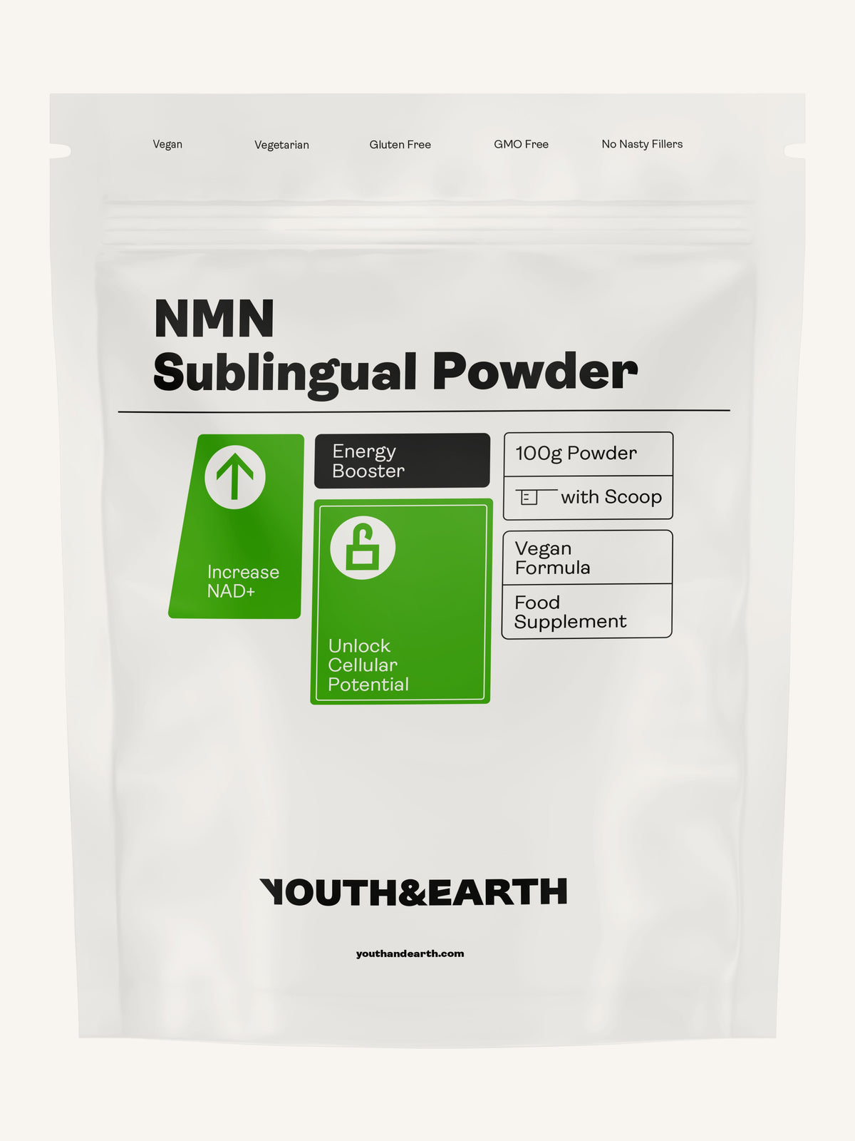 NMN Nicotinamide Mononucleotide Sublingual Powder - Youth &amp; Earth UK Store - 