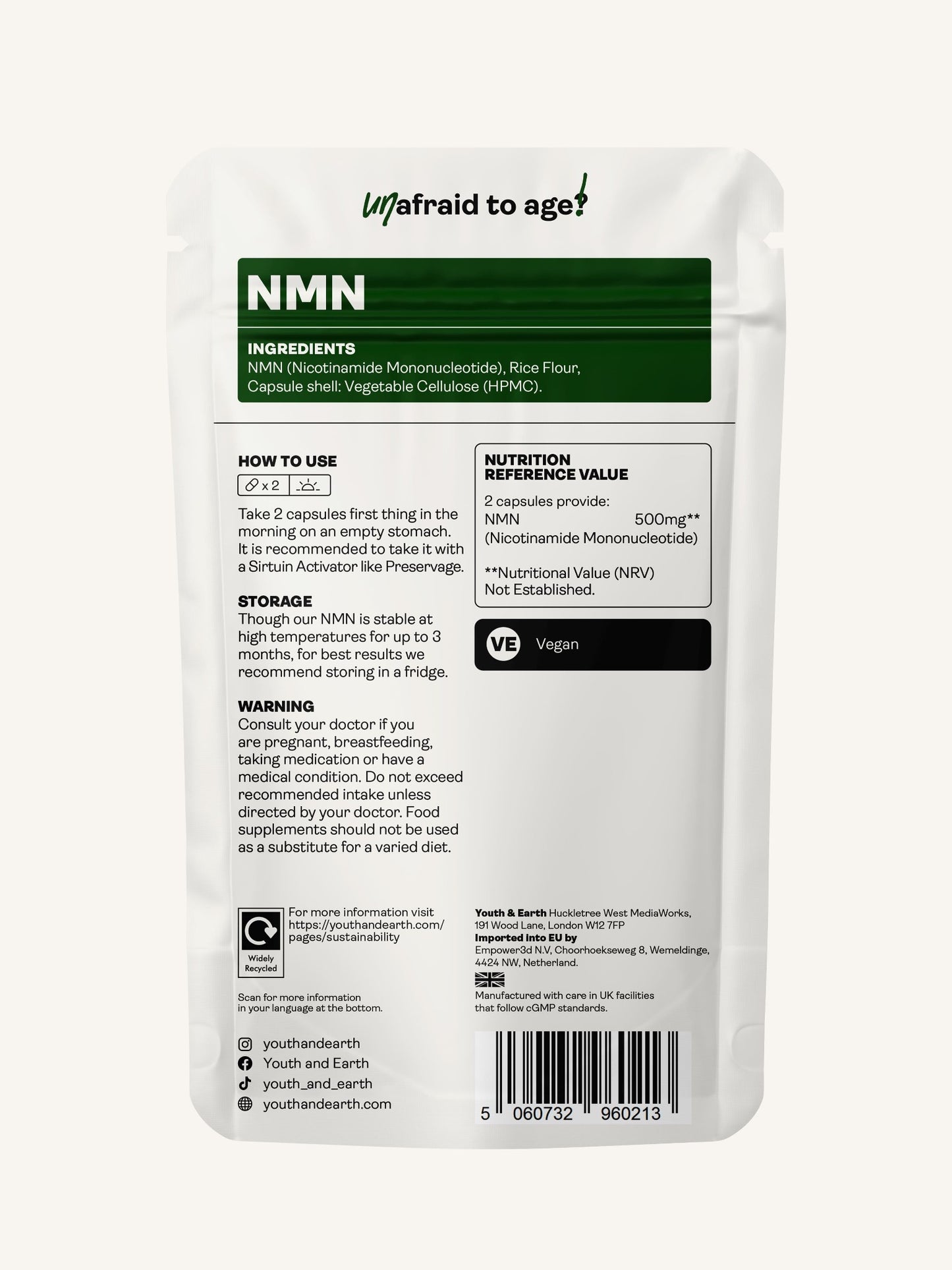 NMN Supplement - 60 Capsules - Youth & Earth UK Store - 