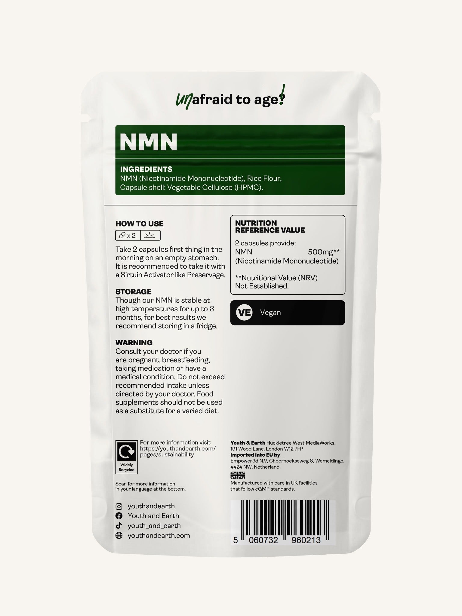 NMN Supplement - 60 Capsules - Youth & Earth UK Store - 