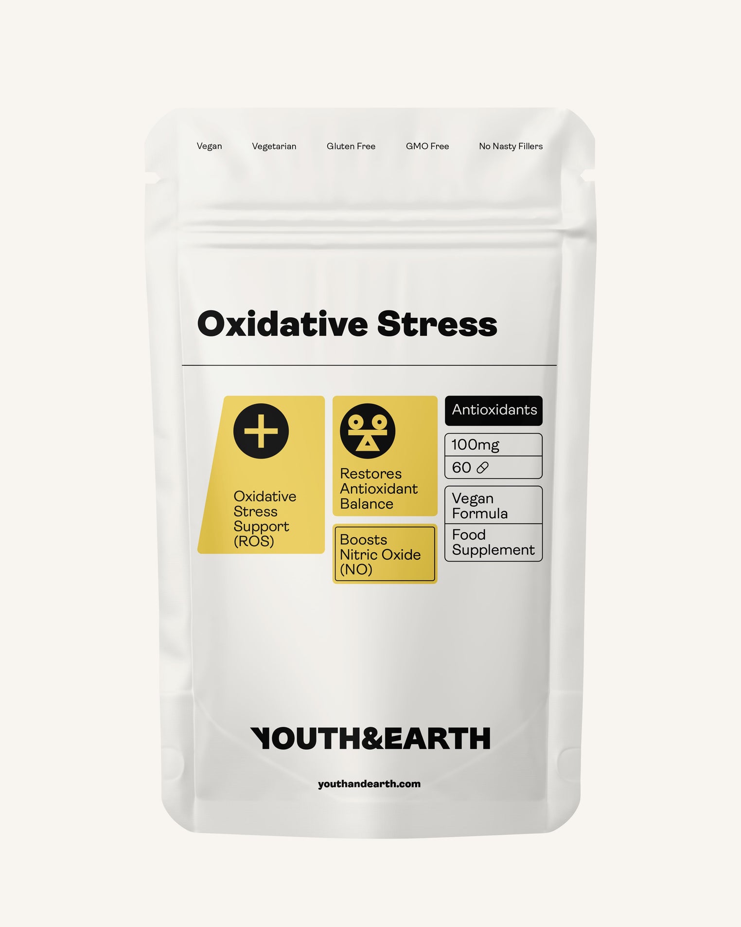 Nitric Oxide (Oxidative Stress) 100mg, 60 Capsules - Youth & Earth UK Store - 