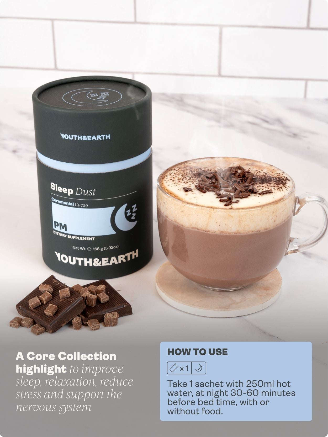 Ceremonial Cacao Sleep Drink With Magnesium, Reishi, Natural Night-Time