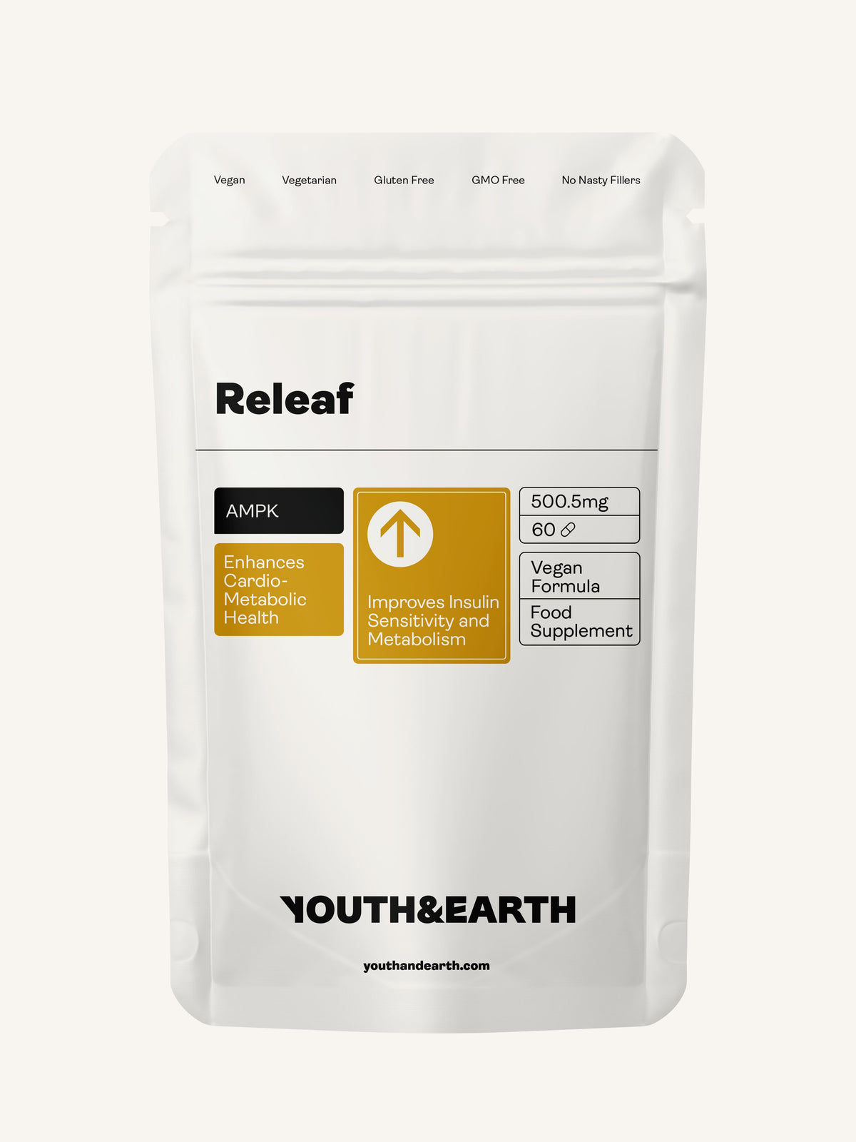 Releaf (Berberine, Silymarin, Chromium Picolinate) 500.5mg, 60 Capsules - Youth &amp; Earth UK Store - Blood Sugar Support