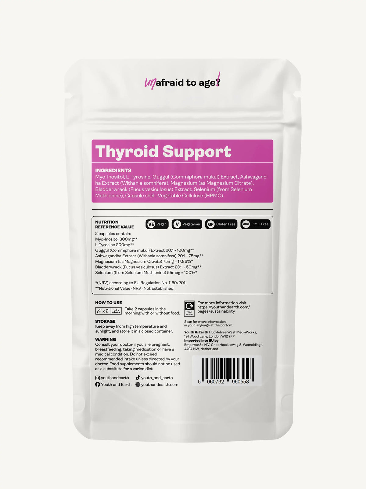 Thyroid Support - 60 Capsules - Youth &amp; Earth UK Store - 