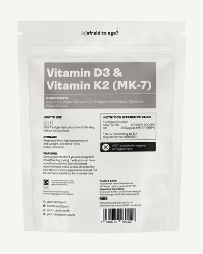 Vitamin D3 4000UI + K2 200mcg - Youth & Earth UK Store - 