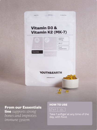 Vitamin D3 4000UI + K2 200mcg - Youth & Earth UK Store - 