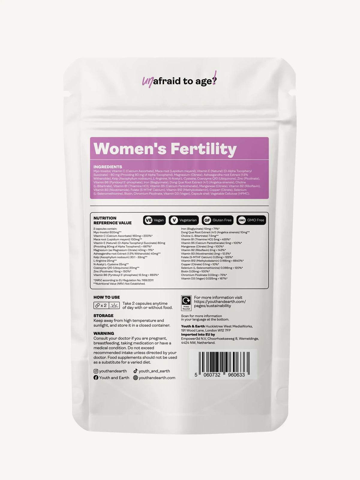 Women&#39;s Fertility - 60 Capsules - Youth &amp; Earth UK Store - 
