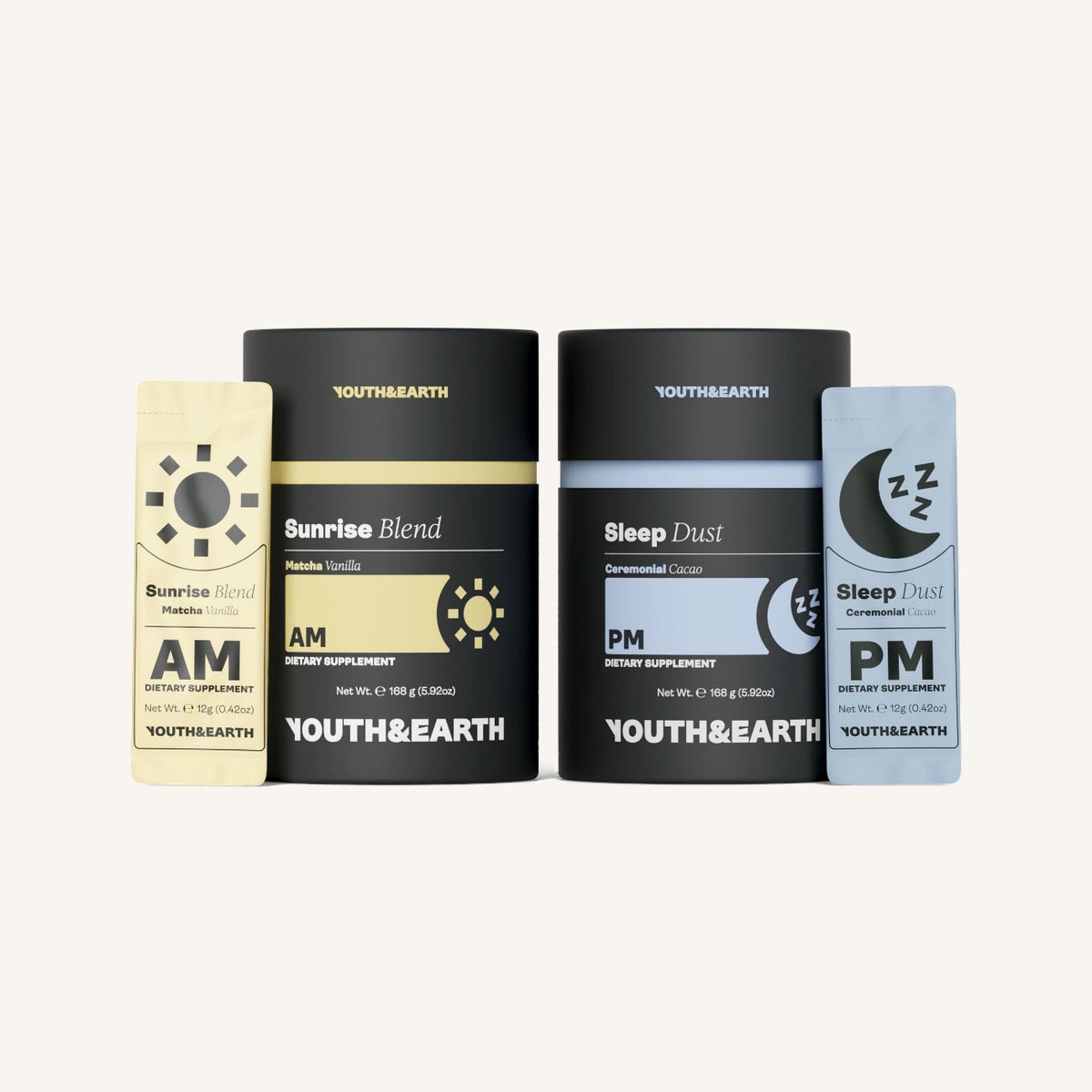 AM: Sunrise Blend and PM: Sleep Dust bundle, Youth & Earth