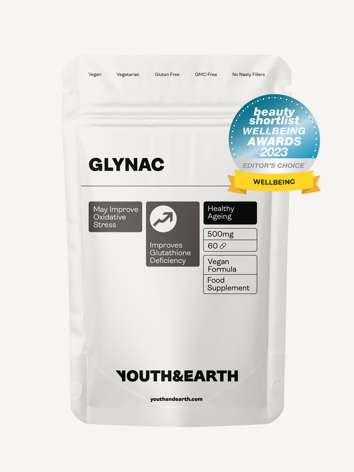 GLYNAC – 500mg x 60 Capsules NAC &amp; Glycine Youth &amp; Earth 
