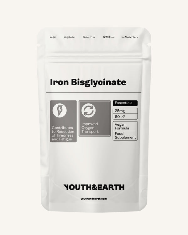 Iron Bisglycinate 25mg x 60 Capsules Youth & Earth youthandearth
