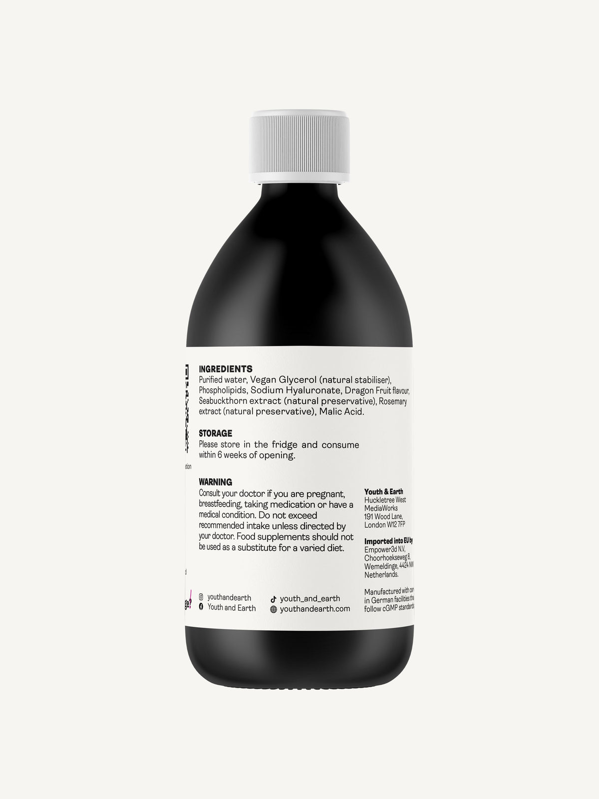 Acide hyaluronique liposomal 100mg - arôme fruit du dragon 250ml Produits Liposomal Acide hyaluronique liposomal 