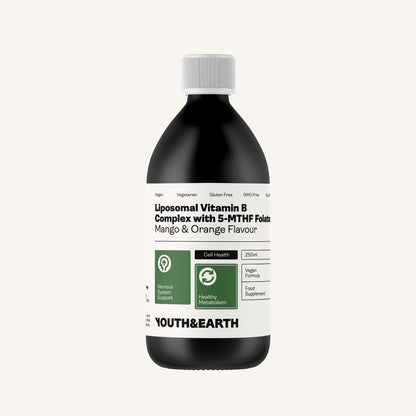 Liposomal Vitamin B Complex with 5-MTHF Folate, 250ml, Youth & Earth