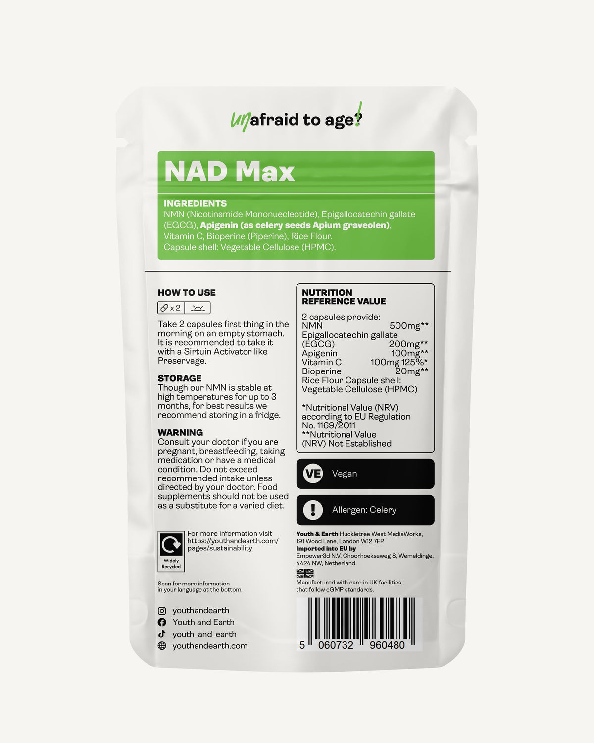 NAD Max 460mg x 60 Capsules youthandearth 