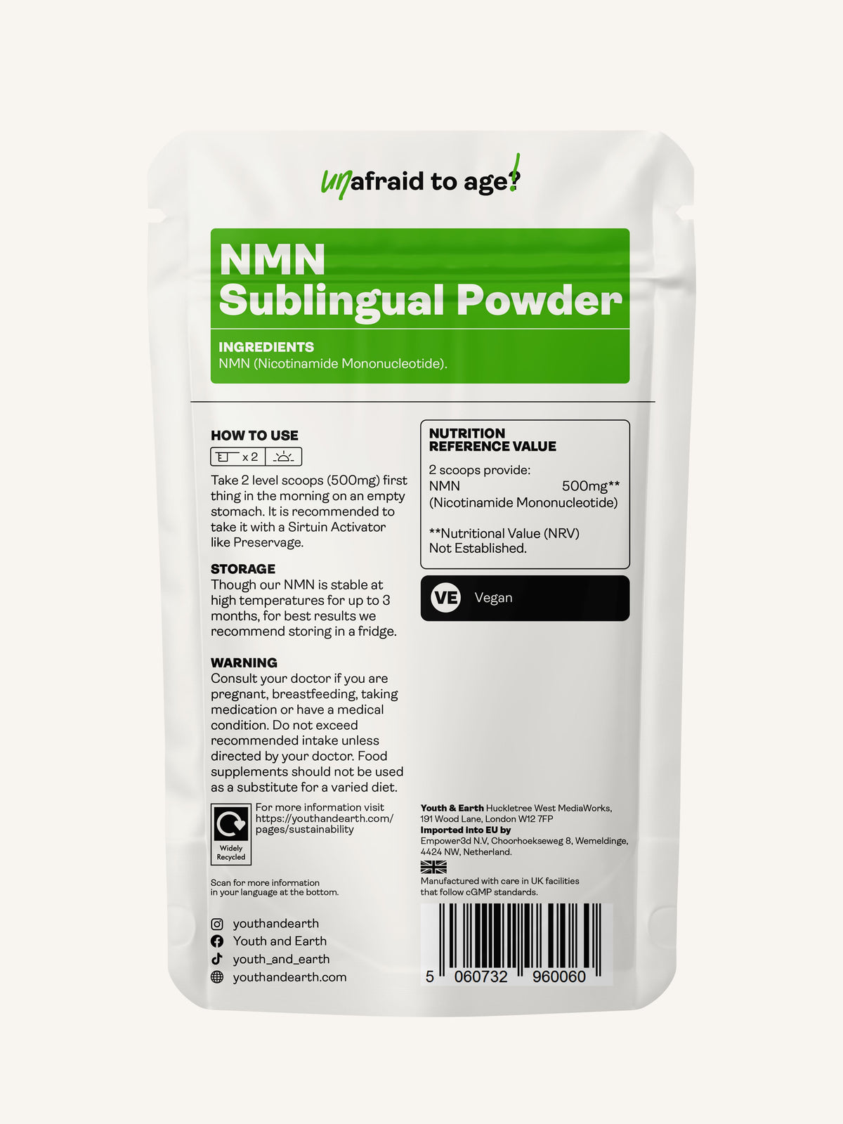 NMN Sublingual-Pulver youthandearth 