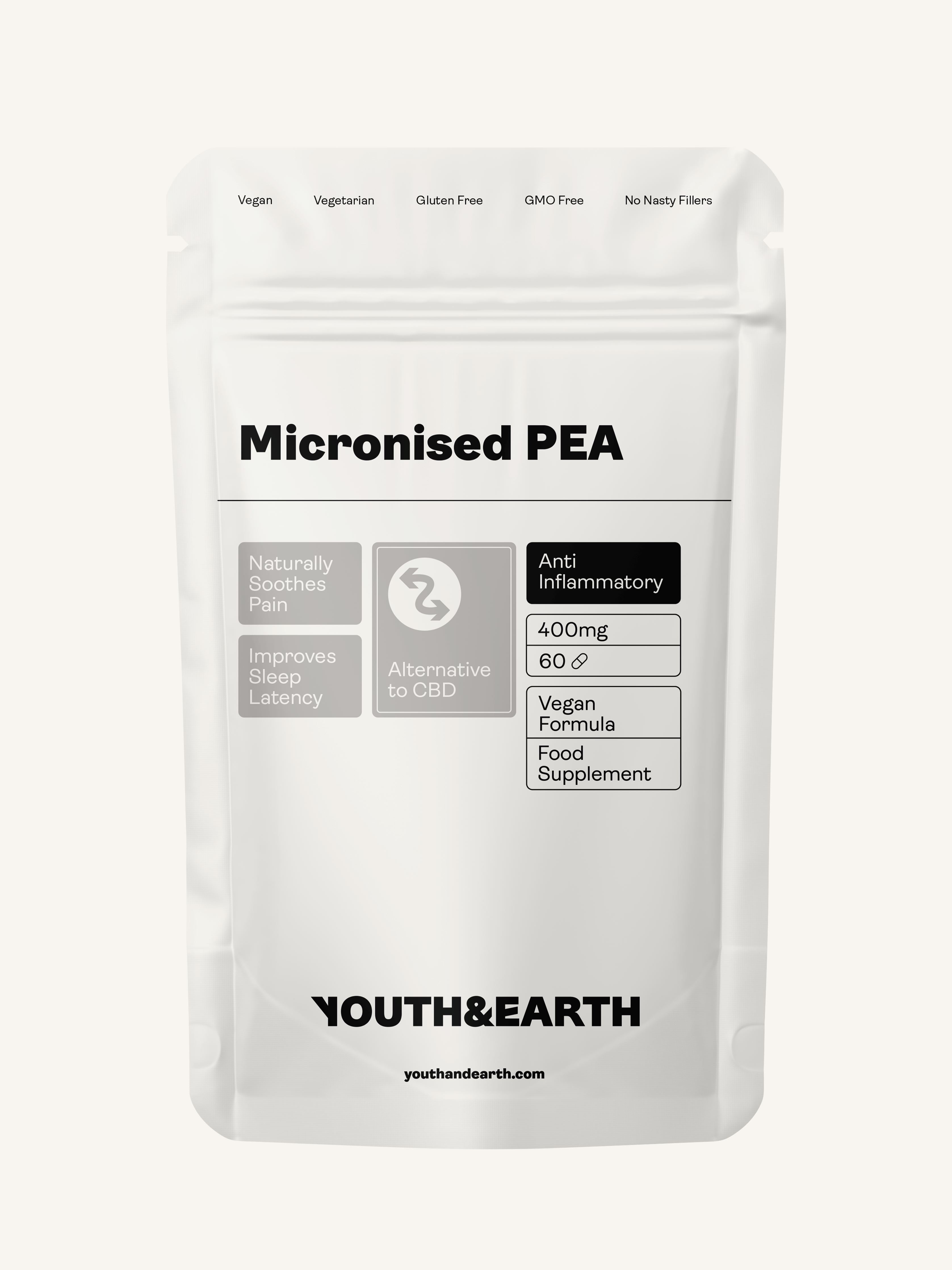 PEA (Palmitoylethanolamide) Micronised 60 Capsules - youthandearth
