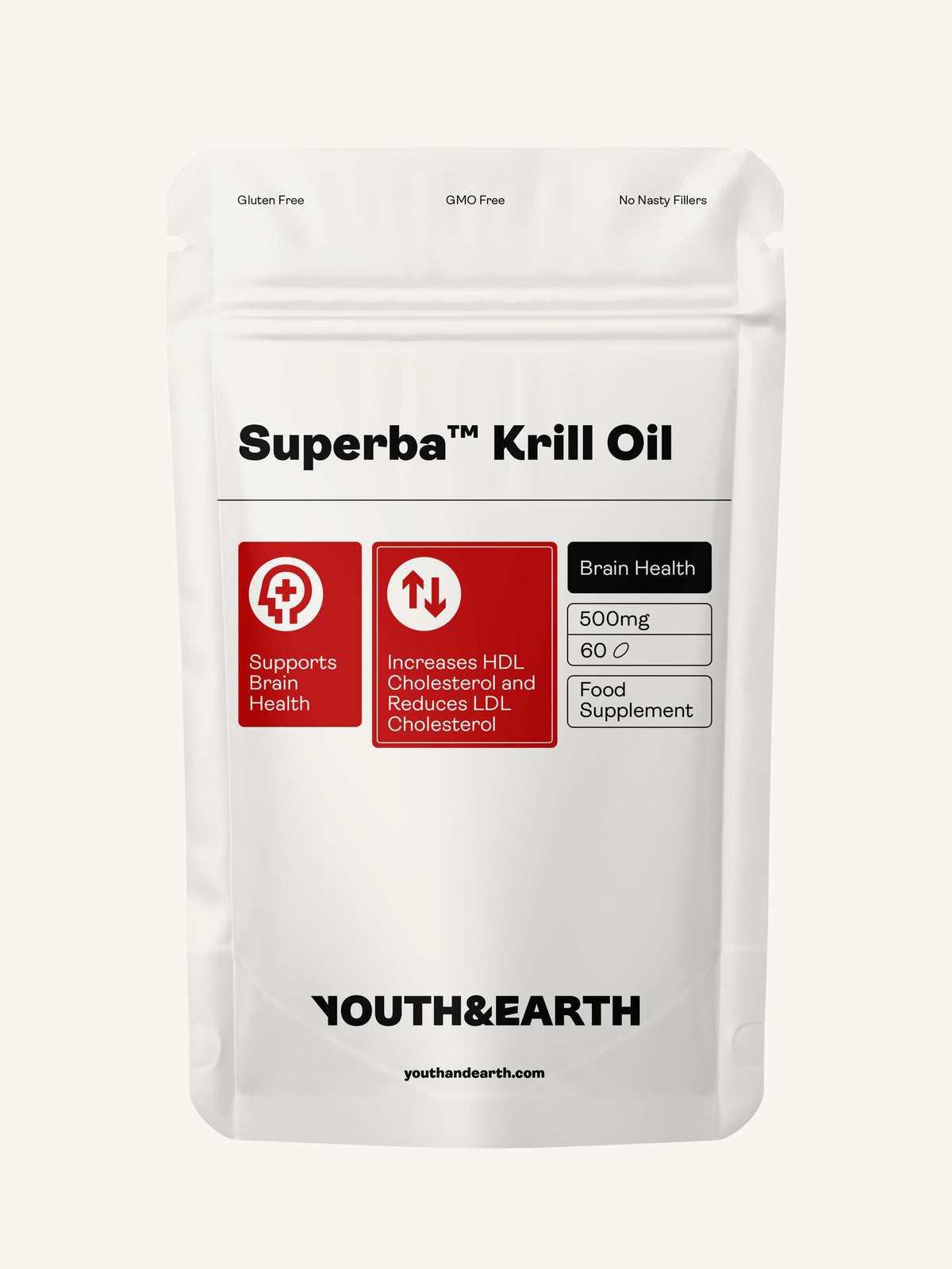 Superba ™ Krill Oil – 500mg x 60 Softgels Brain Health Youth &amp; Earth 